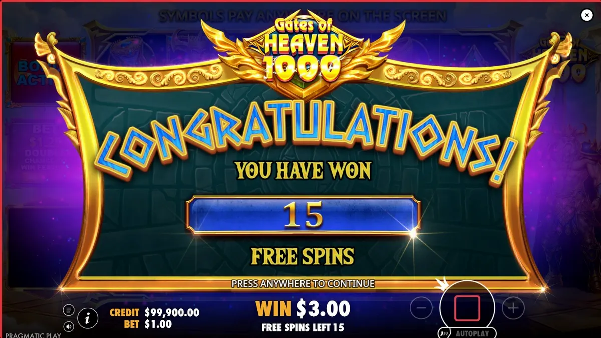 Interface do slot Gates of Heaven 1000 com Zeus e símbolos celestiais